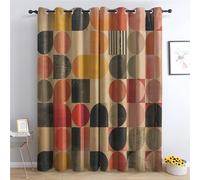 zcwl Mid Century Curtains for Bedroom Living Room, Boho Circle Patterned Blackout Curtains, Thermal Insulated Eyelet Curtain, 108 Drop Window Treatments Drapes, 90x108 Inch (W x L), 2 Panels