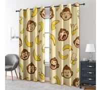 zcwl Monkey Curtains for Bedroom Living Room - Cartoon Animal Banana Blackout Curtains - Thermal Eyelet Drapes - 108 Drop Patterned Window Treatments - 90x108 Inch (W x L) 2 Panels