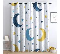 zcwl Moon Star Curtains for Bedroom Living Room, Cartoon Patterned Blackout Curtains, Thermal Insulated Eyelet Curtain, 72 Drop Window Treatments Drapes, 66x72 Inch (W x L), 2 Panels