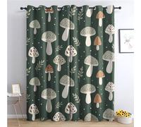 zcwl Mushroom Curtains for Bedroom Living Room, Botanical Patterned Blackout Curtains, Thermal Insulated Eyelet Curtain, 84 Drop Window Treatments Drapes, 52x84 Inch (W x L), 2 Panels