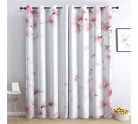 zcwl Pink Flower Curtains for Bedroom Living Room, Floral Patterned Blackout Curtains, Thermal Insulated Eyelet Curtain, 72 Drop Window Treatments Drapes, 46x72 Inch (W x L), 2 Panels