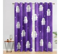 zcwl Purple Ghost Curtains for Bedroom Living Room - Spooky Halloween Blackout Curtains - Thermal Eyelet Drapes - 84 Drop Patterned Window Treatments - 52x84 Inch (W x L) 2 Panels