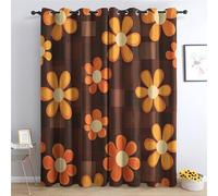 zcwl Retro 70S Curtains for Bedroom Living Room, Groovy Vintage Floral Patterned Blackout Curtains, Thermal Insulated Eyelet Curtain, 90 Drop Window Treatments Drapes, 46x90 Inch (W x L), 2 Panels