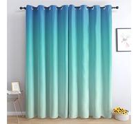 zcwl Teal Ombre Curtains for Bedroom Living Room, Aqua Blue Gradient Patterned Blackout Curtains, Thermal Insulated Eyelet Curtain, 63 Drop Window Treatments Drapes, 42x63 Inch (W x L), 2 Panels