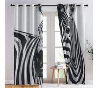 zcwl Zebra Curtains for Bedroom Living Room, Patterned Blackout Curtains, Thermal Insulated Eyelet Curtain, 84 Drop Window Treatments Drapes, 52x84 Inch (W x L), 2 Panels