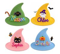ZCX Personalised Witch Hat, Custom Name Embroidered Halloween Hat for Kids | Custom Name Halloween Icon Embroidery, Kids and Adult Sizes for Trick-or-Treat, Cosplay and Halloween Parties