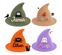ZCX Personalised Witch Hat, Custom Name Embroidered Halloween Hat for Kids | Custom Name Halloween Icon Embroidery, Kids and Adult Sizes for Trick-or-Treat, Cosplay and Halloween Parties