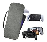ZCXCsfp Compatible with PS5 Portal Travel Carrying Case Anti-Fingerprint Screen Protector and Portal TPU Protective Cover for PS Portal Accessories (Grey Eva Case+hd Tempered Film+Black Cover)