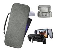 ZCXCsfp Compatible with PS5 Portal Travel Carrying Case Anti-Fingerprint Screen Protector and Portal TPU Protective Cover for PS Portal Accessories (Grey Eva Case+Black Cover)