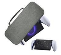 ZCXCsfp Compatible with PS5 Portal Travel Carrying Case Anti-Fingerprint Screen Protector and Portal TPU Protective Cover for PS Portal Accessories (Grey Eva Case+hd Tempered Film)