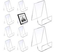 ZCXG 10pcs Sign Holder Stand Transparent, Clear Acrylic Stand for Phone Leaflet Book Menu Poster Brochure Magazine Table Sign Display Stand Tag for Restaurant Coffee Shop Bookstore