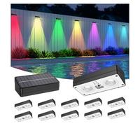 ZCXLIGHT Solar Fence Lights Outdoor,Fence Solar Lights Outdoor IP65 Waterproof Designed with 12 Modes RGB 10 Colors for Wall Step Pool Railing Patio Backyard Holiday Feature Decorations (12 Pack)