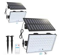 ZCXLIGHT Solar Lights Outdoor Garden, 3 Modes Solar Security Lights Motion Sensor with Remote, IP65 Waterproof Outdoor Solar Lights with 16.4ft Cable, Split PIR Lamp with Ground Plug for Yard-4 Pack