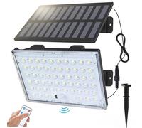 ZCXLIGHT Solar Lights Outdoor Garden, 3 Modes Solar Security Lights Motion Sensor with Remote, IP65 Waterproof Outdoor Solar Lights with 16.4ft Cable, Split PIR Lamp with Ground Plug for Yard-1 Pack