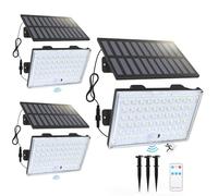ZCXLIGHT Solar Lights Outdoor Garden, 3 Modes Solar Security Lights Motion Sensor with Remote, IP65 Waterproof Sensor Solar Lights with 16.4ft Cable, Split PIR Lamp with Ground Plug for Yard-3 Pack