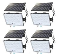ZCXLIGHT Solar Lights Outdoor Garden, 3 Modes Solar Security Lights Motion Sensor with Remote, IP65 Waterproof Sensor Solar Lights with 16.4ft Cable, Split PIR Lamp with Ground Plug for Yard-4 Pack