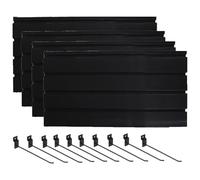 ZCXMNL 4 Pieces Slatwall Panel, Slat Wall Paneling Garage Wall Organizer with 10 Hooks, Heavy Duty Wall Mounted PVC Storage Rack for Retail Store, Home(Black,80x31cm)