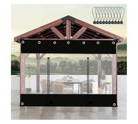 ZCXMNL Clear Waterproof Tarp Curtains With Grommets, Outdoor Pergola Patio Porch Gazebo Carport Black Transparent Tarpaulin Side Panels, PVC With Zipper(2x2.5m)
