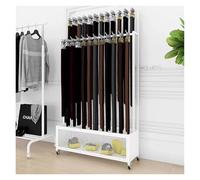 ZCXMNL Floor Stand Metal Belt Display Rack, Tie On Wheels Portable Tie/Underwear/Socks Shelf With Bottom Storage Basket, For Gift Shop/Clothing Store(White,90x30x156cm)