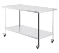 ZCXMNL Stainless Steel Work Table, With 4 Wheels, Heavy Duty Commercial Catering With Adjustable Shelf For Kitchen Restaurant(130x45x83cm)
