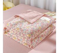 ZCXRYFL Cooling Duvet Summer Thin Quilt Air-Conditioned Rooms Lightweight Blanket Single Double King, Cotton, Soft Breathable, For Hot Sleepers Nap Time, Washable(180X200cm,Pink)