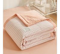 ZCXRYFL Cooling Duvet Summer Thin Quilt Single Double King Lightweight Blanket, Cotton, Soft Breathable, For Air-Conditioned Nap Time Rooms Hot Sleepers, Washable(150X200cm,Pink)