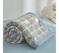 ZCXRYFL Cooling Quilt Summer Thin Duvet Single Double King Lightweight Blanket, Cotton, Soft Breathable, For Air-Conditioned Nap Time Rooms Hot Sleepers, Washable(150X200cm,Blue)
