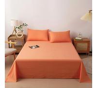 ZCXRYFL Cotton Flat Sheets Single Double King Bed Sheet, Breathable, Anti Wrinkle, Soft Light Bed Sheets Bedding Linen Mattress Cover, Washable, Nordic Style(Pillowcase：48X74cm,Orange)