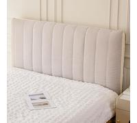 ZCXRYFL Headboard Cover Cotton Linen Upholstered Bed Head Cover, All-inclusive Universal Dustproof Protector Cover, Thickened Quilted Single Double King Size Headboard Slipcover Washable(150cm,Beige)