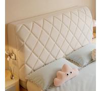 ZCXRYFL Milk Velvet Bed Headboard Cover Single/King/Double Size Quilted Upholstered Headboards Slipcover Stretch Bed Head Covers Protector Dustproof Cover Washable for Bedroom Décor(160x60cm,Beige3)