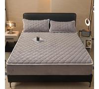 ZCXRYFL Plush Fitted Sheet Quilted Fitted Sheets- Single/Double/Queen/King Bottom Bed Sheet Bedspread Bedding, Breathable Mattress Protector Cover For Mattresses 5-30Cm Thick(200x220cm,Grey)