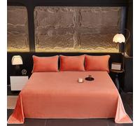 ZCXRYFL Soft Plush Flat Sheet Thick Warm Bedding Single Double Queen King Bed Sheet Mattress Blanket Solid Color Decorative Sheets, Skin Friendly Breathable, Washable(Pillowcase：48X74cm,Orange)