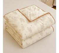 ZCXRYFL Summer Quilt Thin Cooling Duvet Air-Conditioned Rooms Single Double King Blanket, Cotton Soft Breathable, For Heatwaves Warm Nights, Washable(150X200cm,Coffee 2)