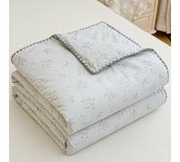 ZCXRYFL Summer Quilt Thin Cooling Duvet Air-Conditioned Rooms Single Double King Blanket, Cotton Soft Breathable, For Heatwaves Warm Nights, Washable(180X220cm,Blue)