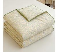 ZCXRYFL Summer Quilt Thin Cooling Duvet Air-Conditioned Rooms Single Double King Blanket, Cotton Soft Breathable, For Heatwaves Warm Nights, Washable(200X230cm,Green)