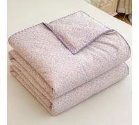 ZCXRYFL Summer Quilt Thin Cooling Duvet Air-Conditioned Rooms Single Double King Blanket, Cotton Soft Breathable, For Heatwaves Warm Nights, Washable(180X220cm,Purple)