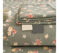 ZCXRYFL Thick Bed Sheet Soft Cotton Bedding Single Double Queen King Flat Sheet Floral Pattern Mattress Decorative Blanket Sheets, Breathable, Washable, Vintage Style(230x250cm,E)