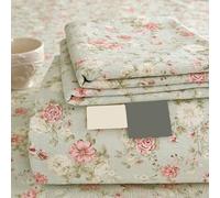 ZCXRYFL Thick Bed Sheet Soft Cotton Bedding Single Double Queen King Flat Sheet Floral Pattern Mattress Decorative Blanket Sheets, Breathable, Washable, Vintage Style(230x250cm,Green)