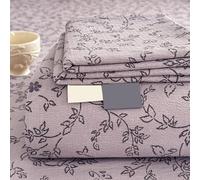 ZCXRYFL Thick Bed Sheet Soft Cotton Bedding Single Double Queen King Flat Sheet Floral Pattern Mattress Decorative Blanket Sheets, Breathable, Washable, Vintage Style(230x250cm,Purple)