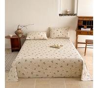 ZCXRYFL Thick Bed Sheet Soft Cotton Bedding Single Double Queen King Flat Sheet Floral Pattern Mattress Decorative Blanket Sheets, Breathable, Washable, Vintage Style(230x250cm,F)