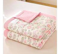 ZCXRYFL Thin Cool Quilts Summer Quilt Washable Duvet, For Single/Double/Sofa Throw/Lunch Break Blanket/Student Dormitory/Hot Nights, Interior Exterior Cotton(Single: 150X200cm,Pink)
