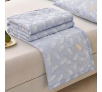 ZCXRYFL Thin Summer Cool Quilt- Cotton Duvet- Patchwork Quilts, Lightweight Breathable, For Sofa Throw/Bed Sheet/Cat Dog Blanket, For Hot Nights, Interior Exterior Cotton(Single: 150X200cm,B)