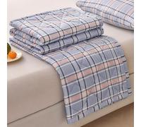 ZCXRYFL Thin Summer Cool Quilt- Cotton Duvet- Patchwork Quilts, Lightweight Breathable, For Sofa Throw/Bed Sheet/Cat Dog Blanket, For Hot Nights, Interior Exterior Cotton(Single: 150X200cm,Blue)