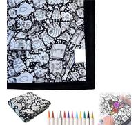 ZcxTry DIY Coloring Blanket with 24 Coloring Pens, Coloring Blankets for Kids, Color Your Own Blankets, Creative Personalized Drawing Art Project, Soft Cozy Fleece Drawing Throw Bedroom Decor Gift,12