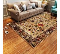 ZcxTry Graphene Electric Heating Carpet, Velvet Area Rug Heater Floor Mat, Heated Floor Mat under Desk Table Bedside Electric Heated Rug with Thermostat And Timer, for Bedroom Office,01,150 * 200cm