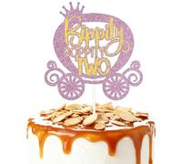 ZCXVC Bippity Boppity Two Cake Topper Bibbidi Bobbidi Two Birthday Cart Theme Party Decorations Supplies Pink Glitter