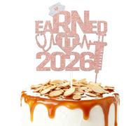 ZCXVC Earned It 2026 Cake Topper Nurse Graduation Decorations 2026 Nursing School Survivor Gradaution Party Decorations Supplies Rose Gold Glitter