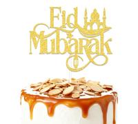 ZCXVC EID Mubarak Cake Topper Ramadan Muslim Hajj Eid Decor Muslim Islam Ramadan Kareem Party Decoration Gold Glitter