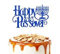 ZCXVC Happy Passover Cake Topper Passover Decorations Jewish Birthday Party Decoration Supplies Blue Glitter