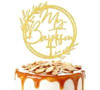 ZCXVC My Baptism Cake Topper First Holy Communion Cake Decorations Religious God Bless Cake Decorations Supplies Gold Glitter